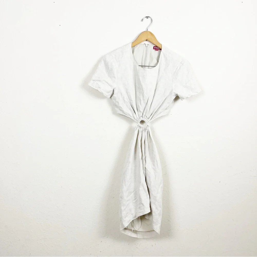 Staud Epona Ring Front Cut Out Linen Mini Dresss Size XS - Picture 2 of 9